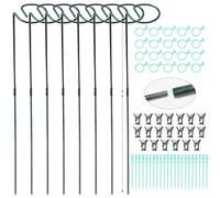 VirtuGro 8PCS Supporto per Piante da Interno 60cm Supporto Piante Interno Metallico Tutore per Piante Può Essere Giuntato Pali di Supporto per Piante Con Anelli di Fissaggio Multipli