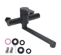 VirtuGro Rubinetto a Muro Girevole a 360° Miscelatore Cucina Monocomando a Freddo e Caldo Rubinetto Lavello Cucina Nero con Cartucce in Ceramica Inox 304 Nero