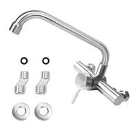 VirtuGro Rubinetto a Muro Miscelatore Cucina Monocomando a Freddo e Caldo rubinetto Lavello Cucina con Bocca Girevole a 360° Rubinetti Bobina in Ceramica Inox 304 Spazzolato Anti-Schizzo Argento