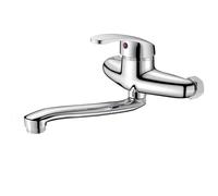 VirtuGro Rubinetto a Muro Rubinetto Lavello Cucina Miscelatore Cucina Acqua Calda e Fredda Bocca di Erogazione Orientabile a 360° Cromato (25cm)