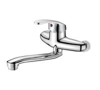 VirtuGro Rubinetto a Muro Rubinetto Lavello Cucina Miscelatore Cucina Acqua Calda e Fredda Bocca di Erogazione Orientabile a 360° Cromato (20cm)