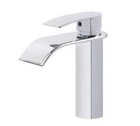VirtuGro Rubinetto Bagno Lavabo Miscelatore Lavabo Bagno Rubinetto a Cascata con Cartucce in Ceramica Risparmio Idrico Miscelatore Monocomando Caldo e Freddo Regolabile in Acciaio inox 17CM Argenteo