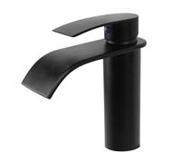 VirtuGro Rubinetto Bagno Lavabo Rubinetto a Cascata con Cartucce in Ceramica Risparmio Idrico Miscelatore Monocomando Caldo e Freddo Regolabile in Acciaio inox Argento/Nero (Nero)