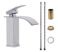 VirtuGro Rubinetto Bagno Lavabo Rubinetto a Cascata Miscelatore Lavabo Bagno Monocomando a Doppio Comando Caldo e Freddo a Cartuccia in Ceramica Risparmio Idrico Risparmio Energetico Cromato Argento