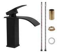 VirtuGro Rubinetto Bagno Lavabo Rubinetto a Cascata Miscelatore Lavabo Bagno Monocomando a Doppio Comando a Cartuccia in Ceramica Risparmio Idrico Risparmio Energetico Cromato Argento/Nero/Oro (Nero)