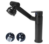 VirtuGro Rubinetto Lavello Cucina Regolazione Flessibile a 360° Caldo e Freddo Miscelatore Cucina Multifunzione 2 Spruzzo Modello Rubinetto in Acciaio Inox per Lavandino Bagno Argento/Nero (Nero)