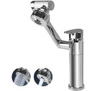 VirtuGro Rubinetto Lavello Cucina Regolazione Flessibile a 360° Caldo e Freddo Miscelatore Cucina Multifunzione Due Spruzzo Modello Rubinetto in Acciaio Inox Doccia per Lavandino Bagno Argento