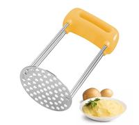 VirtuGro Schiacciapatate Acciaio Inox Schiacciapatate Professionale Schiacciapatate Manuale Lavabile in Lavastoviglie Schiaccia Patate con Manico Anti-Scivolare per Frutta e Verdure Giallo
