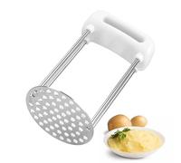 VirtuGro Schiacciapatate Acciaio Inox Schiacciapatate Professionale Schiacciapatate Manuale Lavabile in Lavastoviglie Schiaccia Patate con Manico Anti-Scivolare per Frutta e Verdure Bianco
