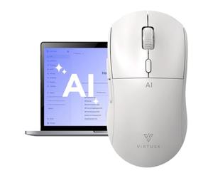 Virtusx Mouse AI, Jethro V1, alimentato da ChatGPT e software AI centralizzato DeepSeek, strumenti di scrittura AI, digitazione vocale, trascrivere, tradurre e riassumere (bianco)