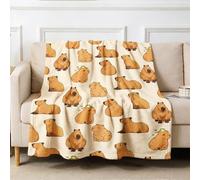 Virudhaka Coperta con capibara, idea regalo per ragazze e ragazzi, 152 x 203 cm, morbida coperta in flanella con capibara, per donne e uomini, coperta decorativa per divano, divano, camera da letto