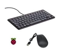 Vis Viva Combo ufficiale Raspberry Pi tastiera e mouse + un logo adesivo (nero/grigio)