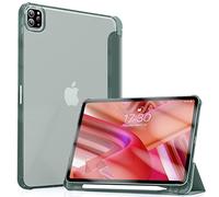 Visaccy Cover per iPad Pro da 11 pollici 2022/2021/2020/2018 (4/3e/2a/1a generazione) con pencil Holder Auto Sleep/Wake Semi-trasparente TPU morbido, verde scuro