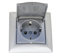 Visage - Prese Elettriche a Scomparsa, Presa con Coperchio, da Incasso, Colore: Argento