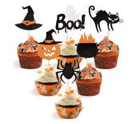 VisageVitalit 12 Pezzi Decorazioni Torta Halloween, Cake Toppers, Decorazioni Dolci, per Torte Zucca e a Tema Halloween