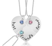 VisageVitalit Collana Amicizia per 3, Collana dell'Amicizia, Collana Bambina, Collane BFF Cuore Spezzato Puzzle Diviso per Amiche