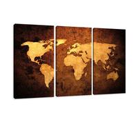 Visario 1162 Quadro con Mappa del Mondo, 150 x 90 cm, 3 Pezzi
