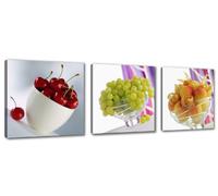 Visario 4218 - Quadro su Tela per Cucina, Motivo: Frutta, 150 x 50 cm, 3 Pezzi