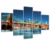 Visario 6301 - Quadro su Tela, con Immagine di New York, 5 Pezzi, 200 x 100 cm