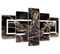 Visario 6306 - Quadro su Tela con Immagine di Buddha, 5 Pezzi, 200 x 100 cm