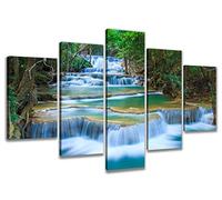 Visario 6308 - Quadro su Tela con Immagine di Cascata Naturale 5 Pezzi Marca Originale, 200 x 100 cm