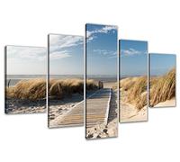 Visario 6310 - Quadro su Tela con Immagine di Spiaggia Mar Baltico Mare del Nord Dune 5 Pezzi Marca Originale, 200 x 100 cm