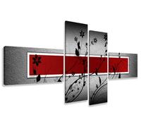 Visario 6535 - Set di 4 Quadri su Tela Senza Cornice, 160 cm, Colore: Rosso