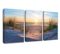 Visario Quadro 120 x 80 cm incorniciato spiaggia mare dune sole design da parete Quadro su cornice con tela avvolta, prodotto di marca 4422