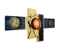 Visario Quadro su Tela Abstract 195 x 80 cm 4 Tele Modello Nr XXL 6807. I Quadri Sono montati su telai di Vero Legno. Stampa Artistica intelaiata e pronta da Appendere