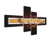 Visario Quadro su Tela Abstract 195 x 80 cm 4 Tele Modello Nr XXL 6808. I Quadri Sono montati su telai di Vero Legno. Stampa Artistica intelaiata e pronta da Appendere