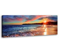 Visario Quadro su tela delle immagini tedesche marchio 120 x 40 cm Alba sopra il mare 5757