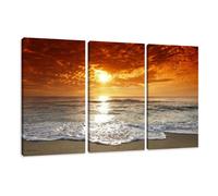 Visario Quadro su Tela Sunset 160 x 90 cm 3 Tele Modello Nr XXL 1038. I Quadri Sono montati su telai di Vero Legno. Stampa Artistica intelaiata e pronta da Appendere