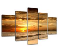 Visario quadro tela Spiaggia Tramonto Mare 200x100 cm in 5 parti