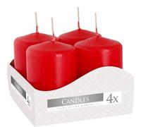 Bispol - Candele votive, set da 4, 13 colori a scelta, 7 ore di combustione (Rosso)