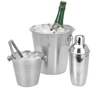 Viscio Trading 178546 Servizio Cocktail con Shaker, Acciaio, Argento, 23x23x22 cm, 4 unità
