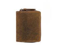 VISCONTI Portafoglio da Donna in Pelle, Portafoglio Donna Piccolo con Cerniera e Bottone Blocco RFID Portafoglio con Portamonete Porta Carte di Credito con 8 Slot Schede - Oil Tan