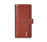 VISCONTI Portafoglio Donna Grande Capacità Pelle Vera Bloccaggio RFID, Portamonete Grande con Cerniera e bottone a pressione, 23 scomparti, 16 le carte di credito Portamonete Donna XXL - Marrone