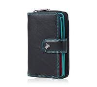 VISCONTI ® Portafoglio Donna Vera Pelle con protezione RFID Porta Carte di Credito con Portamonete Borsellino Portafogli Porta Banconote - COLORADO (nero/multi (black/multi))