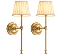 VISDANFO Lampada da Parete Ricaricabile 2 Pezzi, Lampada da Parete a LED in Tessuto cCon Batteria Ricaricabile, Illuminazione Dimmerabile Con 5200 mAh E Telecomando Wireless Per Interno (Oro)