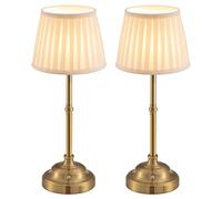 VISDANFO Lampada da tavolo a LED senza fili, set da 2 pezzi, dimmerabile, vintage, lampada da tavolo retrò, batteria da 4000 mAh, funzionamento a batteria, adatta per interni, esterni, bar, soggiorno