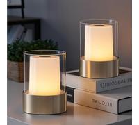 VISDANFO Piccola lampada da campeggio, ricaricabile a LED Touch per esterni, senza fili, set da 2 pezzi, adatta per la decorazione della camera da letto, per la notte, per il bagno, l'allattamento al