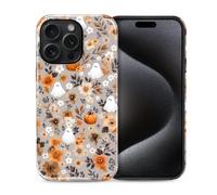 VisEnt Custodia per iPhone 15 Pro, custodia protettiva a doppio strato antiurto per donne, ragazze, uomini, ragazzi, resistente agli urti, protezione contro le cadute, motivo floreale fantasma