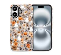 VisEnt Custodia per iPhone 16, custodia protettiva a doppio strato antiurto per donne, ragazze, uomini, ragazzi, resistente agli urti, protezione contro le cadute, motivo floreale fantasma