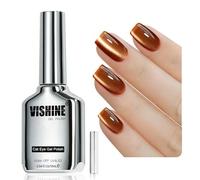 Vishine 16 ml Smalto Gel Occhio di Gatto Effetto Vetro Ghiacciato Cat Eye Gel Polish Glitter olografici Scintillanti Traslucido Soak off Magnetico per Nail Art, Brown MY403