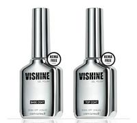 Vishine 2Pcs Gel HEMA FREE Top Coat and Base Coat for Gel Nail Polish Color No Wipe Top Coat Brilliant Ultra High Gloss Long-lasting Anti-Wear Soak off UV Gel Home Manicure Nail Salon 16ml