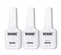 Vishine 3 x 16 ml No Wipe Top Coat Base Coat e Matte Top Coat Kit di Smalto Semi Permanente, Soak Off UV LED Smalto Gel UV Semi Permanente Lunga Durata per Nail Art Manicure