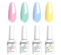 Vishine 4 Colori Smalto Semi Permanente 8ml, Crema Colori Pastello Giallo Menta Verde Blu Rosa Set Smalto Gel UV LED Smalto Soak Off Manicure - C024