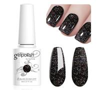 Vishine 8ML Smalto Gel Glitterato Nero - Lunga Durata, Soak Off, per Nail Art e Manicure a Casa, L045