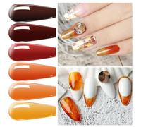 Vishine Amber Jelly Crystal Gel per unghie, collezione di smalto per unghie traslucido effetto tartaruga, colore corallo rosso, arancio bruciato, grigio, marrone ambra, 6 colori UV LED, kit per arte