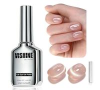 Vishine Glassy Cat Eye Gel Polish, 16 ml Nude Glitter olografico Gel Polish with Magnet, Reflective Translucent Skin Nude #415